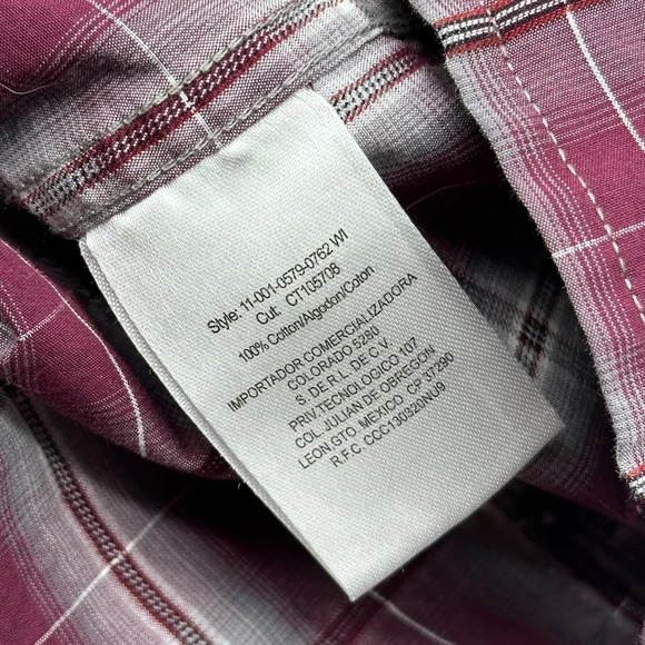 Stetson Shirt Mens 3XL Purple Gray Check Plaid Western Cowboy Flip Cuff - Picture 5 of 11